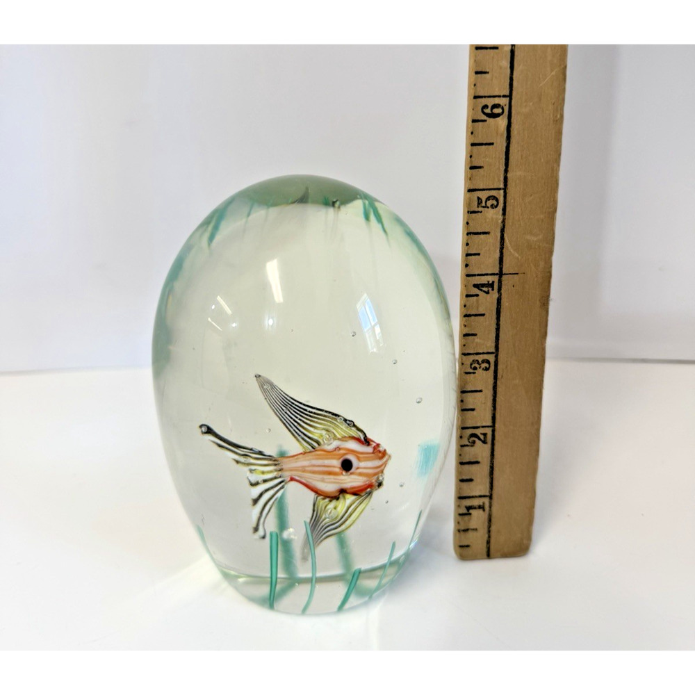 MURANO Art Glass Domed Egg Shaped Fish Aquarium Sculpture Tropical - Picture 6 of 7